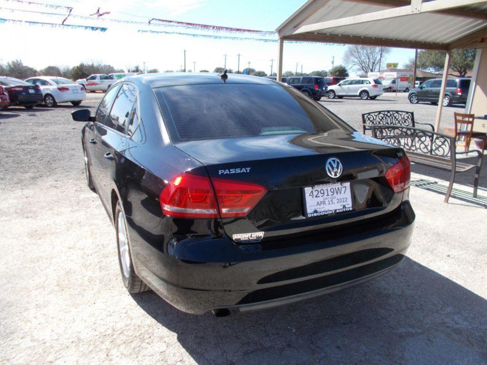 2014 BLACK VOLKSWAGEN PASSAT S (1VWAT7A30EC) with an 1.8L engine, 5-Speed Manual transmission, located at 124 Elm St., Cibolo, TX, 78108, (210) 658-3118, 29.559427, -98.232384 - www.discountautosinc.com TEXT QUESTIONS TO 210-900-3118 41 MONTHLY PAYMENTS OF $330 WITH $1695 DOWN AND FINAL ODD PAYMENT OF $213.80 W/FIRST PAYMENT DUE 30 DAYS FROM DATE OF SALE. FEATURES: HEATED LEATHER SEATS, BLUE TOOTH. WOLFSBURG PKG WARRANTY ON ENGINE and TRANSMISSION ONLY - Photo #3