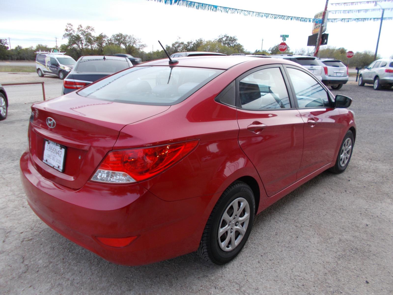 2013 RED HYUNDAI ACCENT GLS (KMHCT4AE9DU) with an 1.6L engine, Automatic transmission, located at 124 Elm St., Cibolo, TX, 78108, (210) 658-3118, 29.559427, -98.232384 - www.discountautosinc.com TEXT QUESTIONS TO 210-900-3118 41 MONTHLY PAYMENTS OF $280 WITH $1495 DOWN AND FINAL ODD PAYMENT OF $271.53 W/FIRST PAYMENT DUE 30 DAYS FROM DATE OF SALE. WARRANTY ON ENGINE and TRANSMISSION ONLY FOR 3 MONTHS OR 3,000 MLS. 42 MO'S TERM W/ 22.41 APR - Photo #4