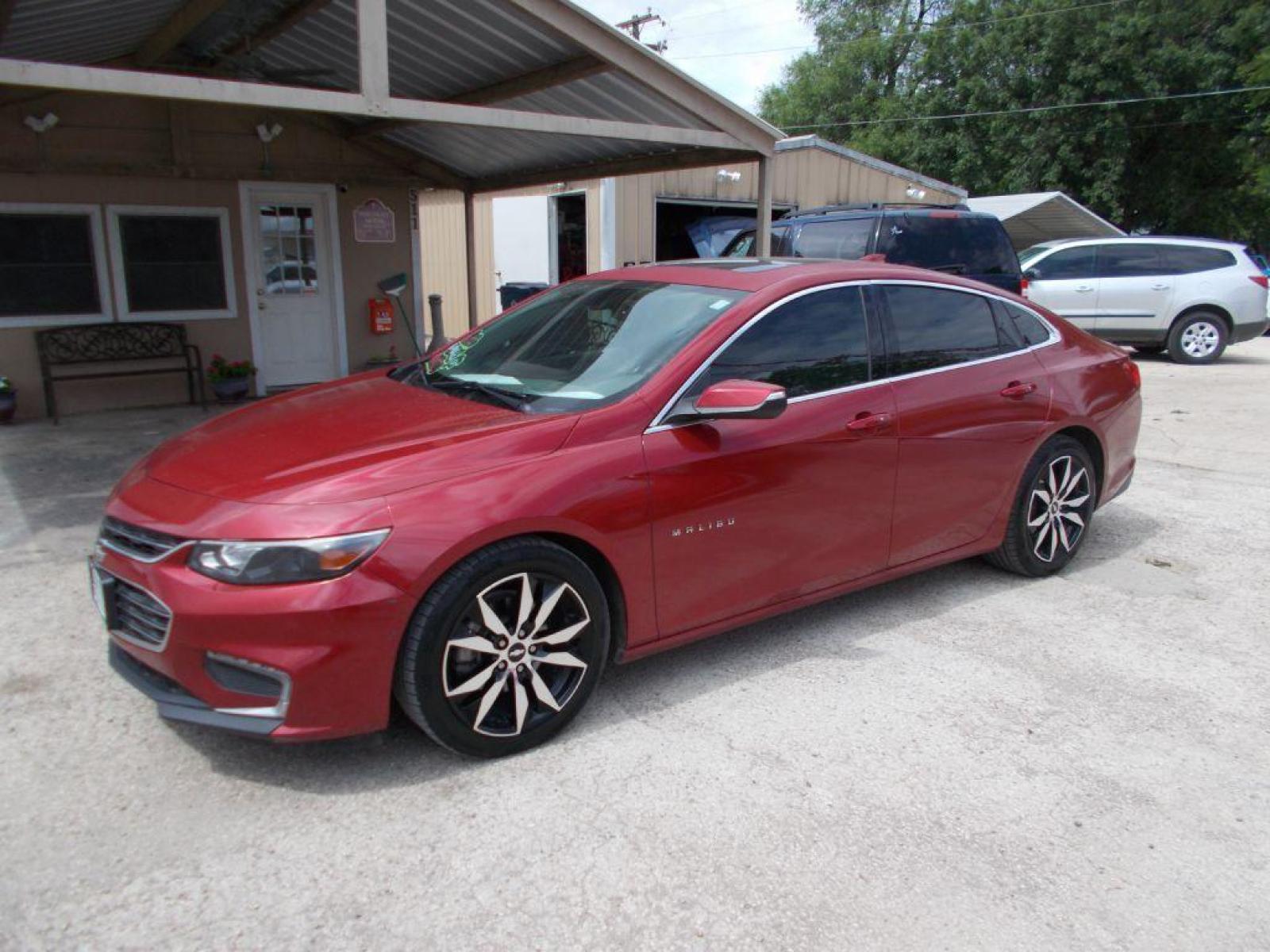 2016 RED CHEVROLET MALIBU LT (1G1ZE5ST6GF) with an 1.5L engine, Automatic transmission, located at 124 Elm St., Cibolo, TX, 78108, (210) 658-3118, 29.559427, -98.232384 - www.discountautosinc.com TEXT QUESTIONS TO 210-900-3118 41 MONTHLY PAYMENTS OF $385 WITH $2695 DOWN AND FINAL ODD PAYMENT OF $267.80 W/FIRST PAYMENT DUE 30 DAYS FROM DATE OF SALE. FEATURE: PANORAMIC SUNROOF, BACK UP CAMERA, HEATED/ LEATHER SEATS, WARRANTY ON ENGINE and TRANSMIS - Photo #0